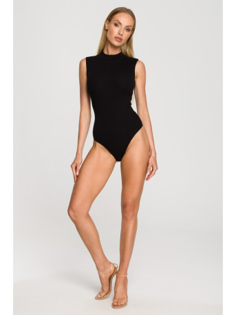 M697 High neck sleeveless bodysuit - black
