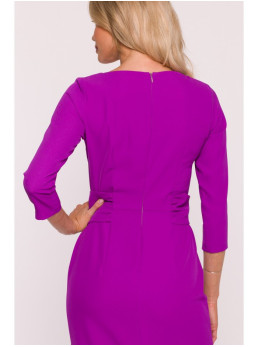 S425 Smaragdinė suknelė su raukiniais - levandų