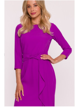 S425 Smaragdinė suknelė su raukiniais - levandų