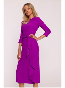 S425 Smaragdinė suknelė su raukiniais - levandų