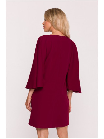 S426 Mini suknelė su šikšnosparnio rankovėmis - kaštoninė