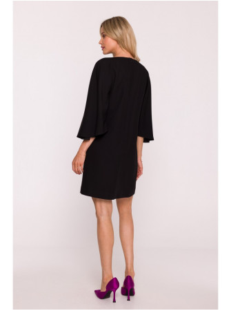 S426 Mini suknelė su šikšnosparnio rankovėmis - juoda