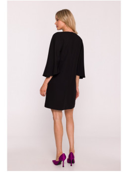 S426 Mini suknelė su šikšnosparnio rankovėmis - juoda