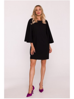 S426 Mini suknelė su šikšnosparnio rankovėmis - juoda