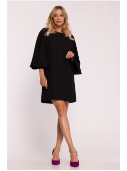 S426 Mini suknelė su šikšnosparnio rankovėmis - juoda