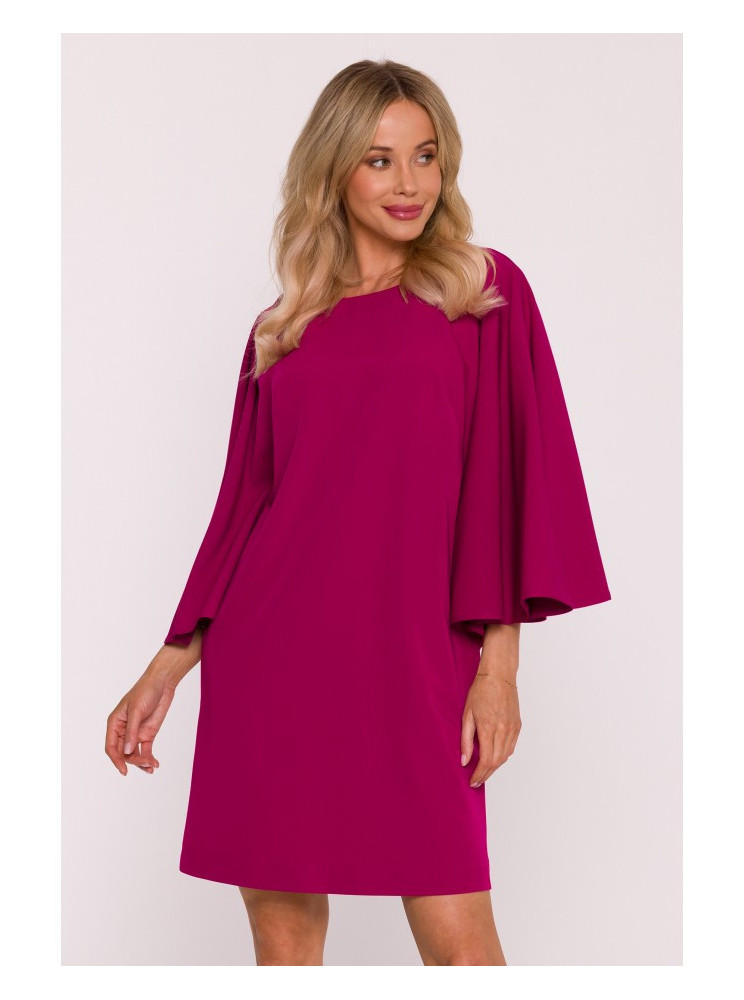 S426 Mini suknelė su šikšnosparnio tipo rankovėmis - slyvų