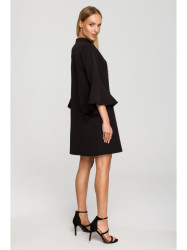 M698 A linijos suknelė su angelo rankovėmis - juoda