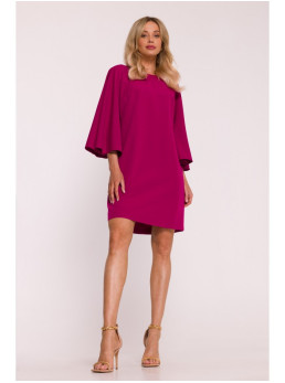 S426 Mini suknelė su šikšnosparnio tipo rankovėmis - slyvų