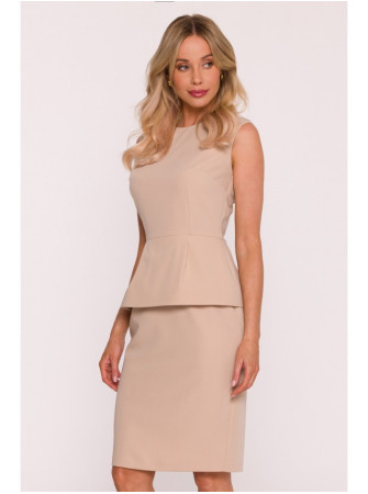 S427 Sijonuota suknelė - smėlio