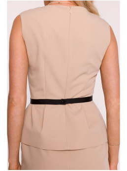 S427 Sijonuota suknelė - smėlio