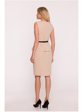 S427 Sijonuota suknelė - smėlio