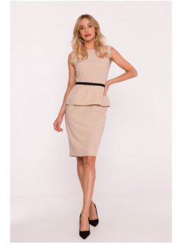 S427 Sijonuota suknelė - smėlio