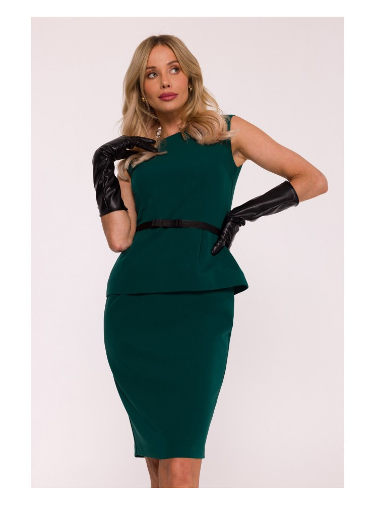 S427 Žalias suknelė su baskute - žalia