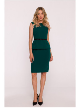 S427 Žalias suknelė su baskute - žalia