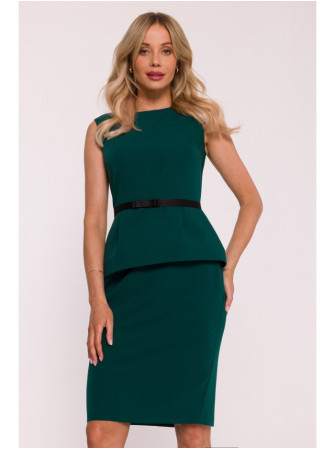 S427 Žalias suknelė su baskute - žalia