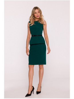 S427 Žalias suknelė su baskute - žalia