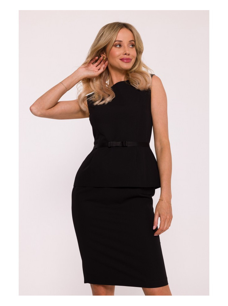 S427 Suknelė su baskute - juoda