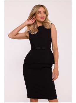 S427 Suknelė su baskute - juoda