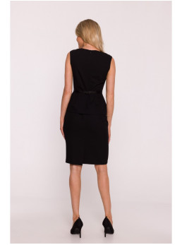 S427 Suknelė su baskute - juoda