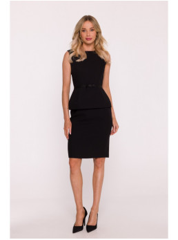 S427 Suknelė su baskute - juoda