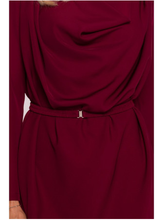 S428 Suknelė su krentančia apykakle - kaštoninė