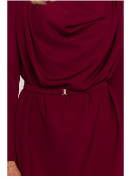 S428 Suknelė krentančia apykakle - kaštoninė