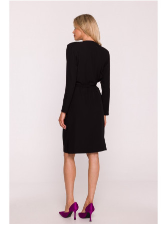 S428 Suknelė krentančia apykakle - juoda