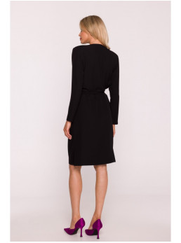 S428 Suknelė su krentančia apykakle - juoda