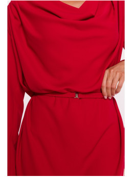S428 Suknelė su krentančia apykakle - raudona
