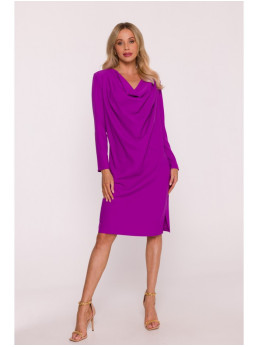 S428 Suknelė krentančia apykakle - levandų