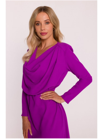 S428 Suknelė su krentančia apykakle - levandų