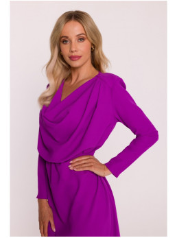 S428 Suknelė krentančia apykakle - levandų