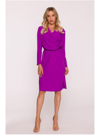 S428 Suknelė krentančia apykakle - levandų