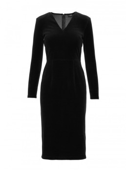 M889 Aksominė figūrą išryškinanti suknelė - juoda