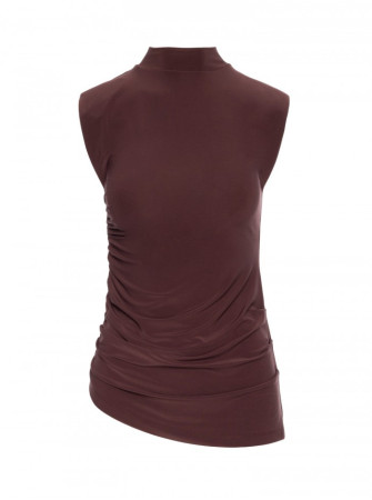 M890 Komplektas: rauktas viršus ir plačios kelnės - ruda