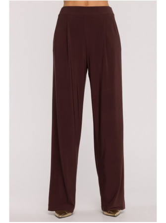 M890 Komplektas: rauktas viršus ir plačios kelnės - ruda