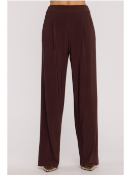 M890 Komplektas: rauktas viršus ir plačios kelnės - ruda