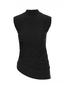 M890 Komplektas: marškinėliai su raukiniais ir plačios kelnės - juoda