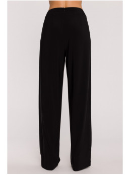 M890 Komplektas: marškinėliai su raukiniais ir plačios kelnės - juoda