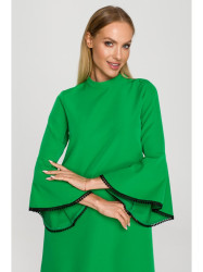 M698 A line dress with angel sleeves - green