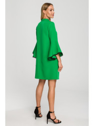 M698 A line dress with angel sleeves - green