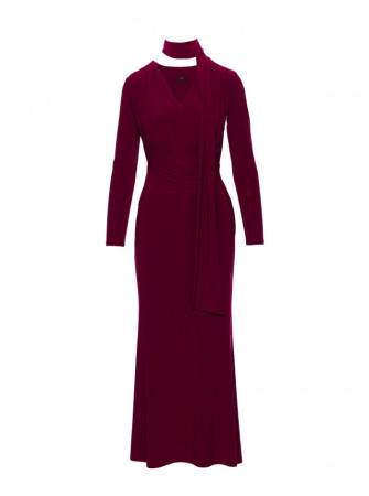 M891 Surišta suknelė su diržu - kaštoninė