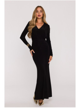 M891 Siaučiama suknelė su juosta - juoda