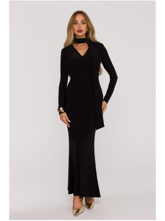 M891 Siaučiama suknelė su juosmens dirželiu - juoda