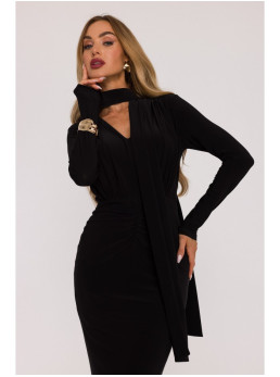 M891 Siaučiama suknelė su juosta - juoda