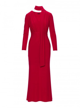M891 Surišta suknelė su drapiruotėmis - raudona