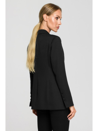M701 Single button blazer with asymmetrical pockets - black