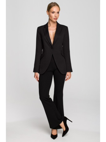 M701 Single button blazer with asymmetrical pockets - black
