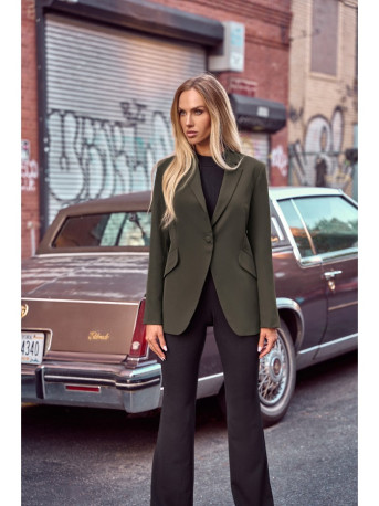 M701 Single button blazer with asymmetrical pockets - khaki
