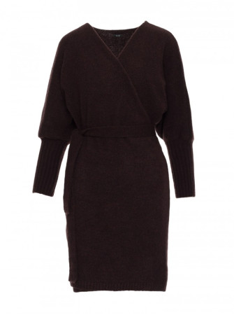 M631 Surišama megzta suknelė - šokolado